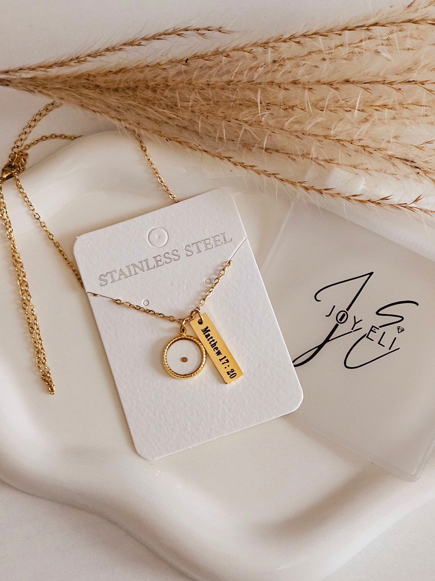 Stainless Steel, 18k Gold Plated Faith Mustard Seed Necklace