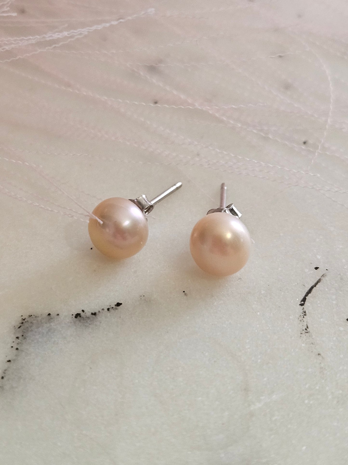 925 Sterling Silver Mini Purple Fresh water pearls studs