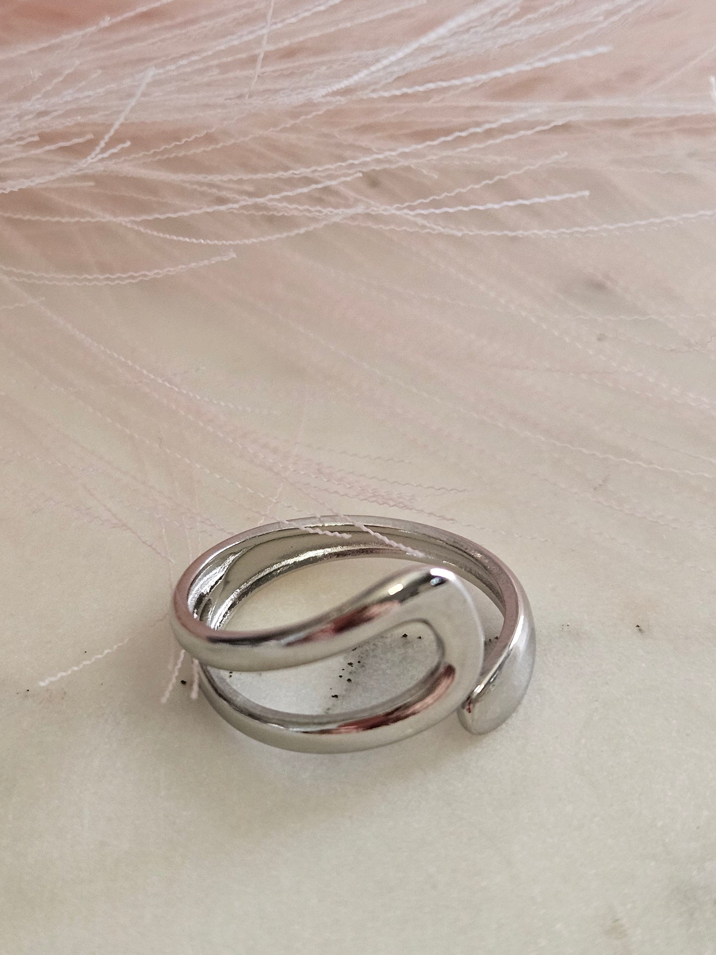 14K Silver Plated Stainless Steel Hollow Ring