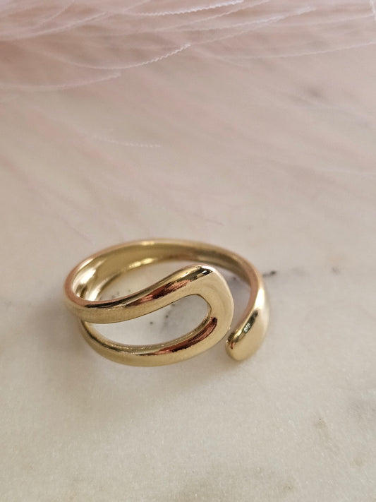 14K Gold Plated Stainless Steel Hollow Ring