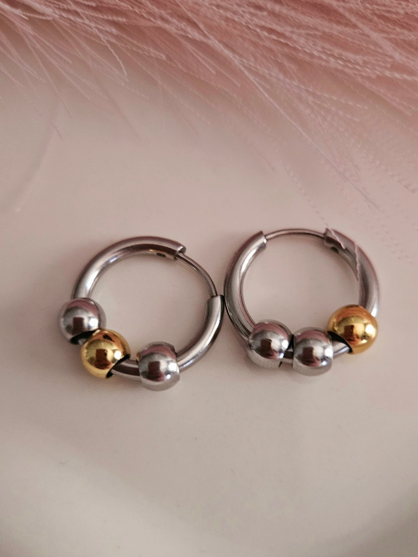 14K Stainless Steel, Mixed Medal Hoop Earrings