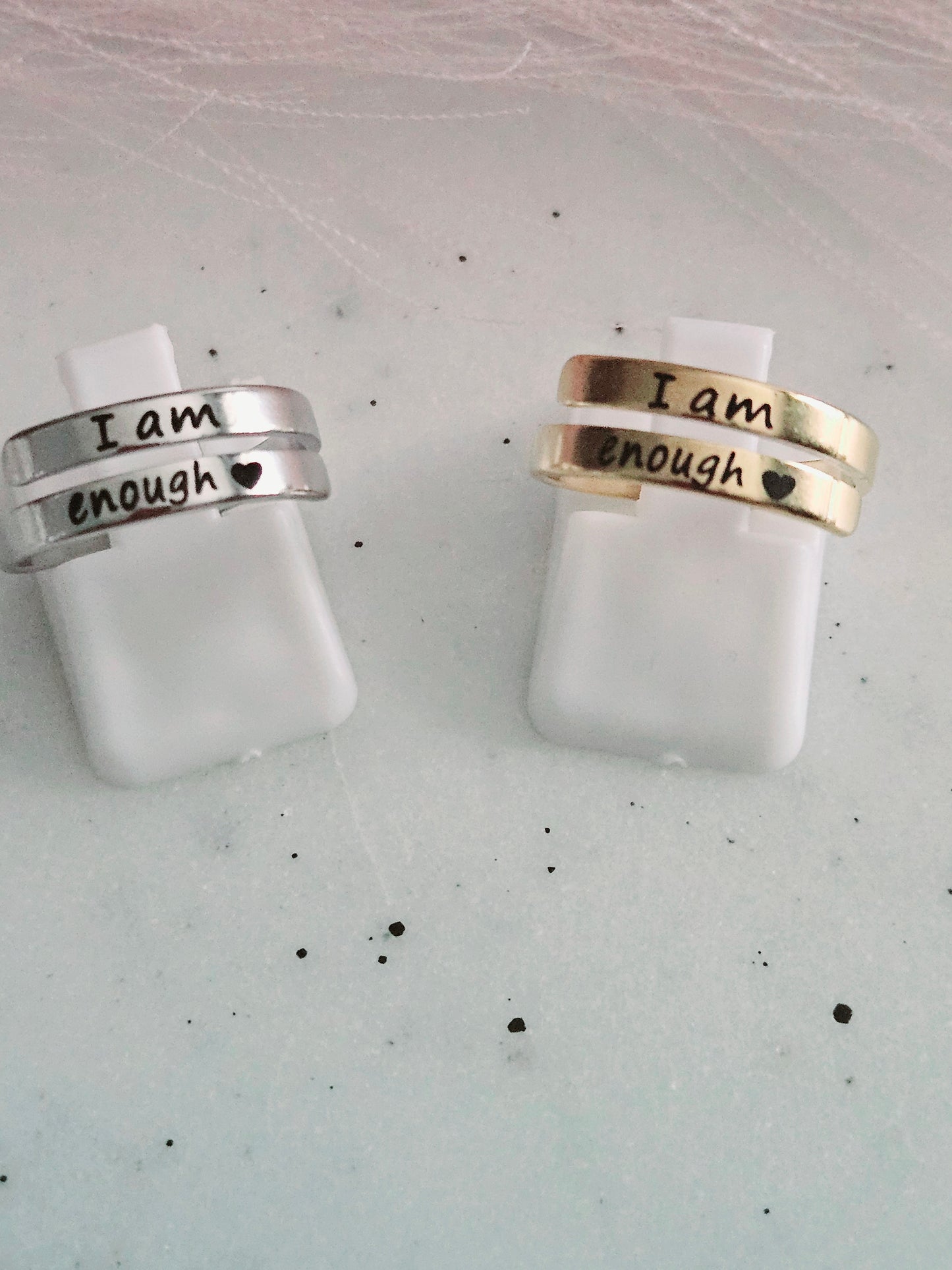 "I am enough" Stainless Steel Adjustable Ring/Gold