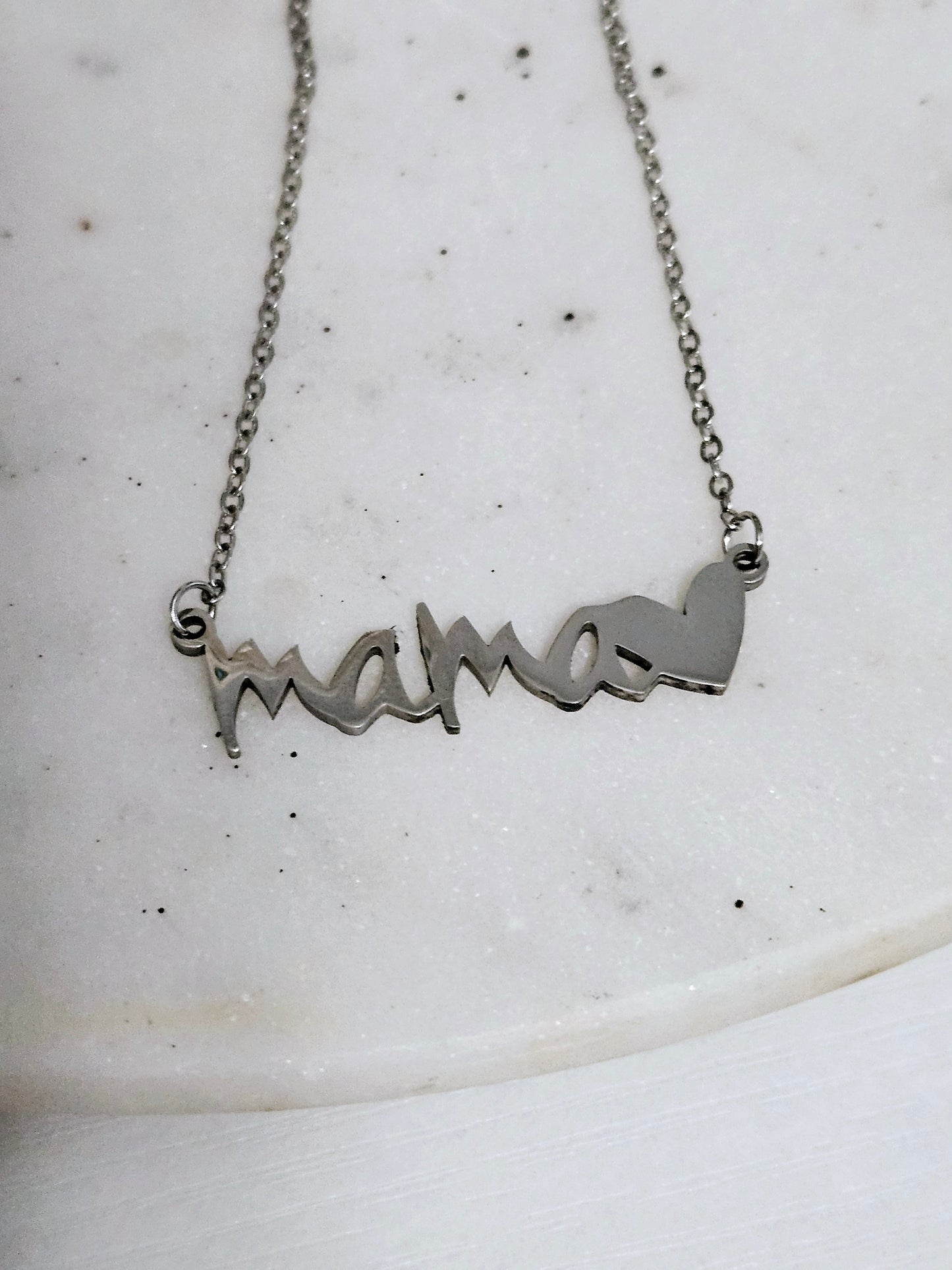 18k 304 Stainless Steel, Mama Necklace