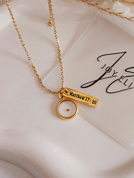 Stainless Steel, 18k Gold Plated Faith Mustard Seed Necklace